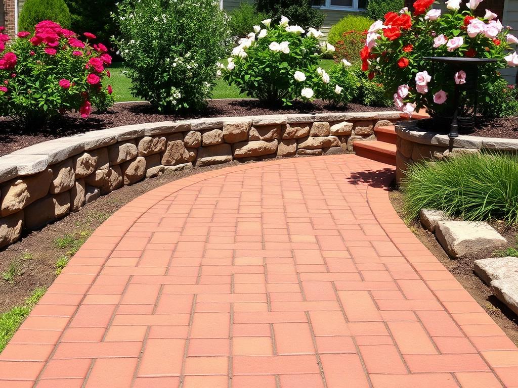 Basketweave paver pattern — Clay brick tones
