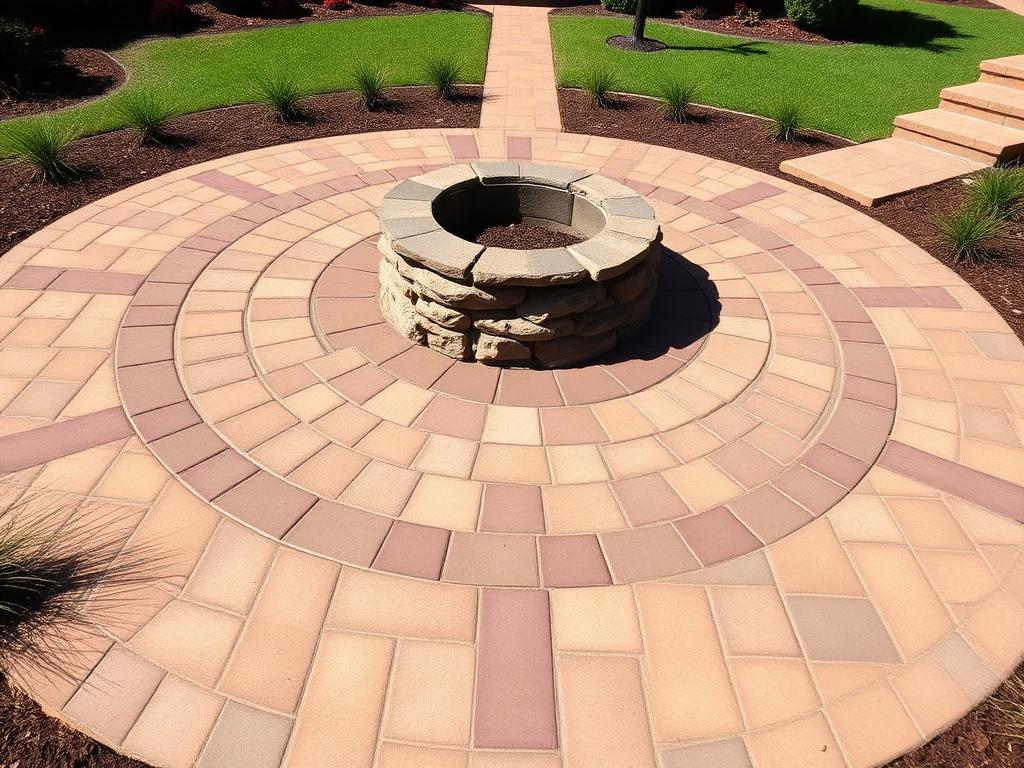 Circle Kits & Fire Pit Surrounds paver pattern — Blended chocolate / tan